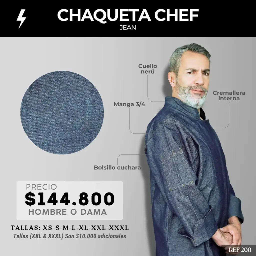 201 Chaqueta Chef Jean 3/4 