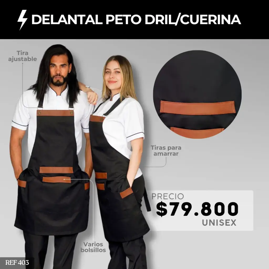403 Delantal Peto Dril Cuerina 