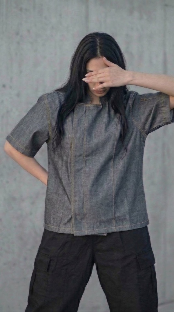 T-208 Chaqueta Chef Indigo/Turin (Jean) Manga Corta