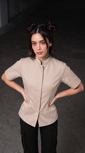[T-205-] T-205 Camisa Chef Gabardina Manga Corta 