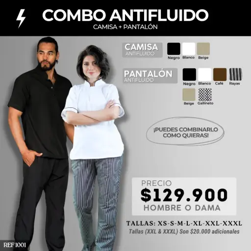[1001-] 1001-COMBO - Camisa Antifluido + Pantalón Antifluido